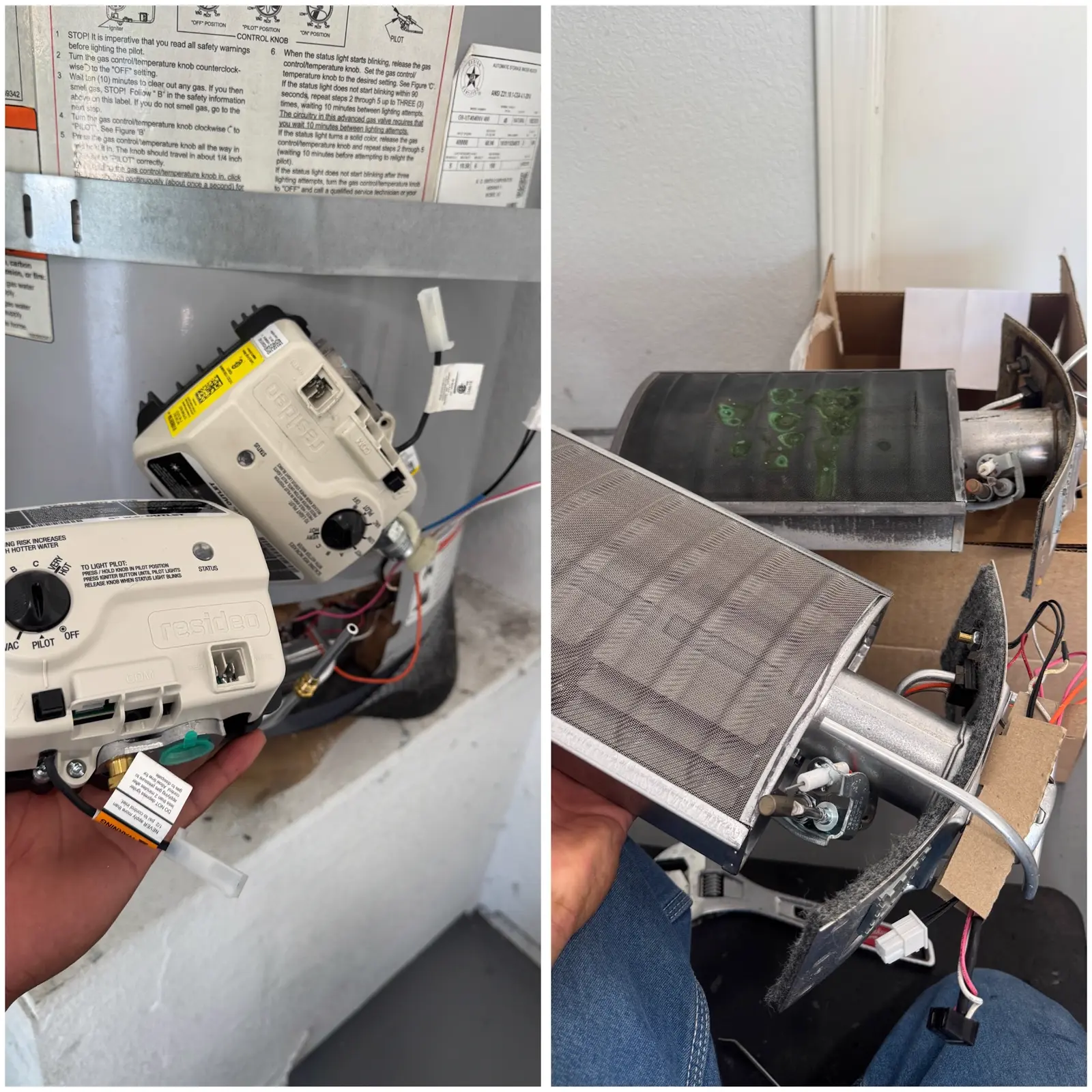 Water heater gas control valve and burner parts service by CCS Plumbing Inc.
